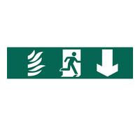 Draper Running Man Arrow Down Fire Safety Sign 200mm 50mm Standard