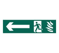 Draper Running Man Arrow Left Fire Safety Sign 200mm 50mm Standard