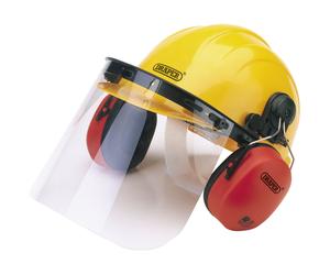 Draper Safety Helmet With Ear Muffs & Visor High Density Polyethylene Shell