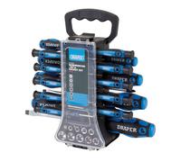 Draper Screwdriver Socket and Bit Set 49 Pc In A plastic Storage Rack 20721