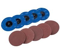 Draper 50mm Diameter Aluminium Oxide Sanding Disc 75mm Assorted Pack of 10