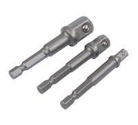 Draper Socket Adaptor Set, 1/4" Hex. x 1/4", 3/8" & 1/2" Sq. Dr. (3 Piece)