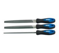 Draper Soft Grip Engineers File Set High Carbon Steel 200mm 3 Pieces Hand Tool