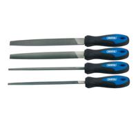 Draper Soft Grip Engineers File Set High Carbon Steel 200mm 4 Pieces Hand Tool