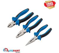 DRAPER Soft Grip Pliers Set, 160mm, Blue 3 Piece 45864