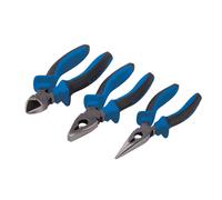 Draper Soft Grip Pliers Tool Set With Matt Nickel Finish Heads Blue 3 Pieces