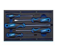 Draper Soft Grip Screwdriver Set in 1/4 Drawer EVA Insert Tray 5 Piece 63400