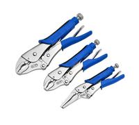 Draper Soft Grip Self Grip Plier Set 3 Piece 2 x Curved Jaw & 1 Long Nose 88293
