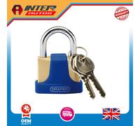 Draper Solid Brass Padlock 2 Keys Hardened Steel Shackle and Bumper 42mm 64165