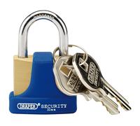 Draper Solid Brass Padlock & 2 Keys With Hardened Steel Shackle & Bumper 32mm