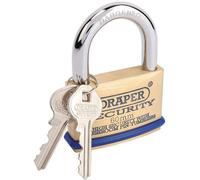 Draper 1x 60mm Solid Brass Padlock & 2 Keys with Mushroom Pin Tumblers Work Tool