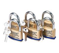 Draper 67663 Solid Brass Padlocks With Hardened Steel Shackle 60Mm (Pack Of 6) per pack