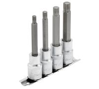 Draper Spline Socket Bit Set 1/2"D 4 Piece 100mm M6 to M12 Knurled Ring 16350