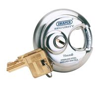 Draper Stainless Steel Padlock and 2 Keys, 70mm Diameter Stock No:64209