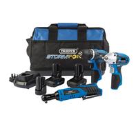Draper Storm Force 10.8V Power Interchange Drill Driver Kit, 2 x 4Ah Batteries, 1 x 1.5Ah battery, 1 x Charger, 1 x Bag