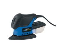 Draper Storm Force 230V Tri Base Detail Sander 75W Dust Box Hook Loop 24 Sheets
