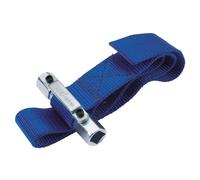 Draper Strap Wrench 280mm | 3/8" and 1/2" Sq. Dr Oil Filter Removal Tool | Adjustable Car Universal Hand Tool | 56137, Blue