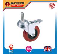 Draper Swivel Bolt Fixing Polyurethane Wheel with Brake, 75mm Diameter, S.W.L. 7