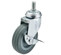 Draper Swivel Bolt Fixing Rubber Castor With Brake 100Mm Diameter S.w.l. 80Kg 65481