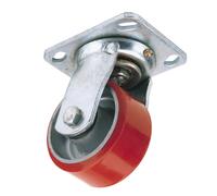 Draper Swivel Plate Fixing Heavy Duty Polyurethane Wheel, 125mm Diameter, S.W.L. 300kg