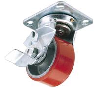 Draper 65527 125 mm-Diameter Polyurethane Castor Swivel Plate with Brake