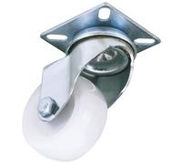 Draper Swivel Plate Fixing Nylon Wheel 50mm Diameter Working Load 50kg White