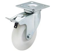 Draper Swivel Plate Fixing Nylon Wheel with Brake 100mm S.W.L 125kg 65504