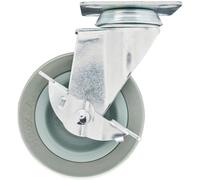 Draper Swivel Plate Fixing Rubber Wheeled Castor and Brake 100mm