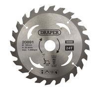 Draper TCT Circular Saw Blade for Wood 185 x 25.4mm 24T 20891