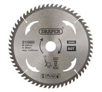 Draper Tct Circular Saw Blade For Wood, 250 X 30mm, 60T 21680