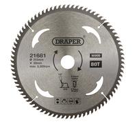 Draper TCT Circular Saw Blade for Wood 250 x 30mm 80T 21681