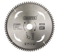 Draper TCT Circular Saw Blade for Wood, 255 x 30mm, 80T