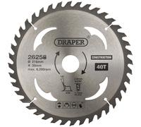 Draper TCT Construction Circular Saw Blade 216mm 40T 30mm