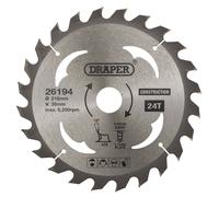 Draper TCT Construction Circular Saw Blade 216 x 30mm 24T 26194