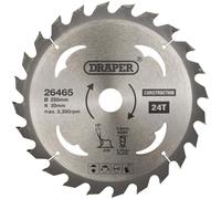 Draper TCT Construction Circular Saw Blade 250mm 24T 30mm