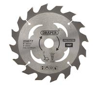 Draper TCT Cordless Construction Circular Saw Blade Wood 165 x 20mm 16T 25877