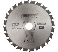 Draper TCT Multi Purpose Circular Saw Blade 210mm 24T 30mm