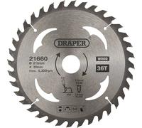 Draper 21660 Tct Circular Saw Blade For Wood 210 X 30Mm 36T each 1