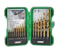 Draper Titanium Nitride Coated HSS Drill Bit Set (15 Piece)