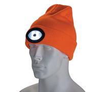 Draper Tools Beanie Hat With Rechargeable Torch, One Size, 1W, 100 Lumens, High-Vis Orange