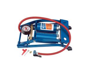 Draper Tools Double Barrel Cylinder Foot Pump Air Inflator Car Van Blue 25996