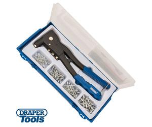 DRAPER TOOLS HAND POP RIVETER GUN KIT + 100 RIVETS + CASE 13963