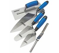DRAPER 5PC SOFT GRIP TRADEMAN TROWEL SET BRICK PLASTERING BUILDER POINTING 70372