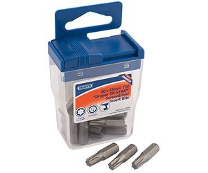 Draper TX30/20TTC/C 20 x TX-STAR174 25mm Long Insert Bits in Plastic Storage Case, Blue