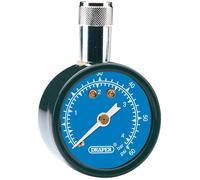 Draper Tyre Pressure Gauge 0 - 60psi 0 - 4 bar Straight Pushon Valve Chuck 69923