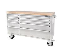 Draper Ultimate Storage 56 Inch Stainless Steel Tool Chest With Hardwood Worktop, 10 Drawers,heavy Duty Garage Storage Cabinet