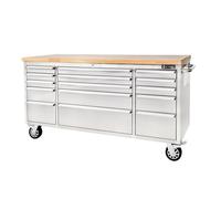 Draper Ultimate Storage 72 Inch Stainless Steel Tool Chest With Hardwood Worktop, 15 Drawers,heavy Duty Garage Storage Cabinet