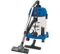 230V Wet and Dry Vacuum Cleaner with Stainless Steel Tank and Integrated Power Out-Take Socket, 30L, 1300W