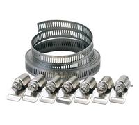 Draper Wide Hose Clamp Set | 8 to 12mm Banding width Hose Clips | 3m Banding Quick Grip | 8 Tensioning Clamps | 55592