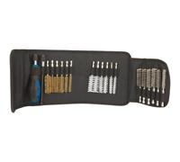 Draper Wire Brush Set With Soft Grip Magnetic Handle In Fold Up Case 20 Pieces